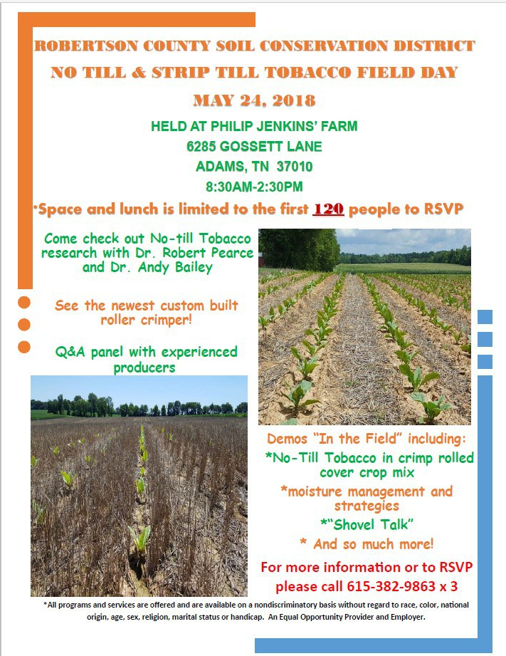 NO TILL & STRIP TILL TOBACCO FIELD DAY